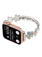 Strap for Apple Watch Series 10 42mm / 9 8 7 41mm / SE (2023) SE (2022) SE 6 5 4 40mm / 3 2 1 38mm Zinc Alloy Watch Strap - Color Flower / Silver