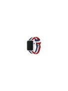 Stripe Style Nylon Watch Strap for Apple Watch Series 10 46mm / Ultra 2 Ultra 49mm / 9 8 7 45mm / SE (2023) SE (2022) SE 6 5 4 44mm / 3 2 1 42mm - Dark Blue / White / Red