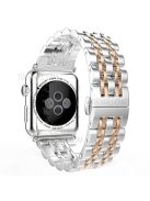 Stylish 7-Beads Stainless Steel Smart Watch Band Replacement Strap for Apple Watch Series 10 42mm / 9 8 7 41mm / 6 5 4 SE SE (2022) SE (2023) 40mm / 3 2 1 38mm - Silver / Rose Gold