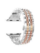 Stylish 7-Beads Stainless Steel Smart Watch Band Replacement Strap for Apple Watch Series 10 42mm / 9 8 7 41mm / 6 5 4 SE SE (2022) SE (2023) 40mm / 3 2 1 38mm - Silver / Rose Gold