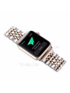 Stylish 7-Beads Stainless Steel Smart Watch Band Replacement Strap for Apple Watch Series 10 42mm / 9 8 7 41mm / 6 5 4 SE SE (2022) SE (2023) 40mm / 3 2 1 38mm - Silver / Rose Gold