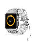 Stylish Agate Pearl Watch Strap Replacement Band for Apple Watch Series 10 42mm / 9 8 7 41mm / 6 5 4 SE SE (2022) SE (2023) 40mm / 3 2 1 38mm - Agate / White