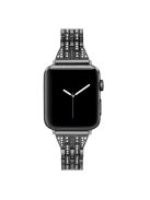 Stylish Double-Row Rhinestone Decor Stainless Steel Watch Band for Apple Watch Series 10 46mm / Ultra 2 Ultra 49mm / 9 8 7 45mm / SE (2023) SE (2022) SE 6 5 4 44mm / 3 2 1 42mm - Black