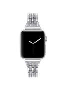 Stylish Double-Row Rhinestone Decor Stainless Steel Watch Strap for Apple Watch Series 10 46mm / Ultra 2 Ultra 49mm / 9 8 7 45mm / SE (2023) SE (2022) SE 6 5 4 44mm / 3 2 1 42mm - Silver