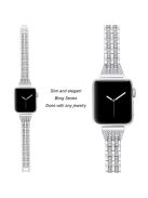 Stylish Double-Row Rhinestone Decor Stainless Steel Watch Strap for Apple Watch Series 10 46mm / Ultra 2 Ultra 49mm / 9 8 7 45mm / SE (2023) SE (2022) SE 6 5 4 44mm / 3 2 1 42mm - Silver