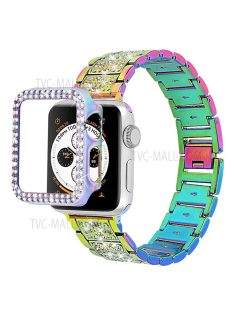   Stylish Rhinestone Decor 3 Beads Stainless Steel Watchband + PC Watch Case Protective Cover for Apple Watch Series 6 / 5 / 4 / SE 44mm / SE (2022) 44mm -  Multi-color