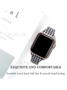 T Liner Design Slim Fabric PU Leather Buckle Watch Strap Wristband for Apple Watch Series 9 / 8 / 7 41mm / SE (2023) / SE(2022) / SE / 6 / 5 / 4 40mm / 3 / 2 / 1 38mm - Black White Swallow Gird