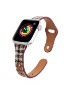 T Liner Design Slim Fabric PU Leather Buckle Watch Strap Wristband for Apple Watch Series 9 / 8 / 7 41mm / SE (2023) / SE(2022) / SE / 6 / 5 / 4 40mm / 3 / 2 / 1 38mm - Yellow Plaid