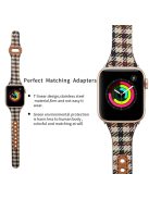 T Liner Design Slim Fabric PU Leather Buckle Watch Strap Wristband for Apple Watch Series 9 / 8 / 7 41mm / SE (2023) / SE(2022) / SE / 6 / 5 / 4 40mm / 3 / 2 / 1 38mm - Yellow Plaid