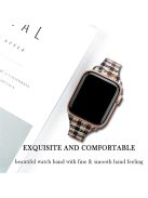 T Liner Design Slim Fabric PU Leather Buckle Watch Strap Wristband for Apple Watch Series 9 / 8 / 7 41mm / SE (2023) / SE(2022) / SE / 6 / 5 / 4 40mm / 3 / 2 / 1 38mm - Yellow Plaid