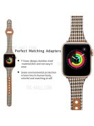 T Liner Design Slim Fabric PU Leather Buckle Watch Strap Wristband for Apple Watch Series 9 / 8 / 7 41mm / SE (2023) / SE(2022) / SE / 6 / 5 / 4 40mm / 3 / 2 / 1 38mm - Yellow Swallow Gird