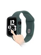 Tempered Glass Screen Protector Film Hard PC Watch Case + Adjustable Silicone Watch Strap Replacement for Apple Watch Series 7 45mm - Green