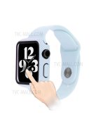 Tempered Glass Screen Protector PC Watch Case Cover + Silicone Watch Band for Apple Watch Series 7 41mm - Baby Blue