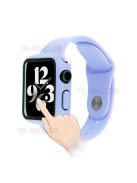 Tempered Glass Screen Protector PC Watch Case Cover + Silicone Watch Band for Apple Watch Series 7 41mm - Purple