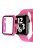 Tempered Glass Screen Protector PC Watch Case Cover + Silicone Watch Band for Apple Watch Series 7 41mm - Rose