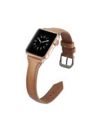 Thin Genuine Leather Watch Band for Apple Watch Series 10 42mm / 9 8 7 41mm / SE (2023) SE (2022) SE 6 5 4 40mm / 3 2 1 38mm - Light Brown