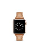 Thin Genuine Leather Watch Band for Apple Watch Series 10 42mm / 9 8 7 41mm / SE (2023) SE (2022) SE 6 5 4 40mm / 3 2 1 38mm - Light Brown