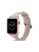 Thin Genuine Leather Watch Band for Apple Watch Series 10 42mm / 9 8 7 41mm / SE (2023) SE (2022) SE 6 5 4 40mm / 3 2 1 38mm - Pink