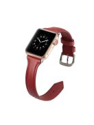 Thin Genuine Leather Watch Band Replacement for Apple Watch Series 10 42mm / 9 8 7 41mm / SE (2023) SE (2022) SE 6 5 4 40mm / 3 2 1 38mm - Red