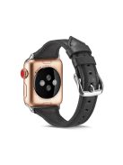 Thin Genuine Leather Watch Strap for Apple Watch Series 10 42mm / 9 8 7 41mm / SE (2023) SE (2022) SE 6 5 4 40mm / 3 2 1 38mm - Black