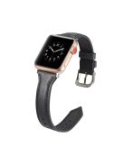 Thin Genuine Leather Watch Strap for Apple Watch Series 10 42mm / 9 8 7 41mm / SE (2023) SE (2022) SE 6 5 4 40mm / 3 2 1 38mm - Black