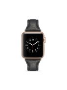 Thin Genuine Leather Watch Strap for Apple Watch Series 10 42mm / 9 8 7 41mm / SE (2023) SE (2022) SE 6 5 4 40mm / 3 2 1 38mm - Black