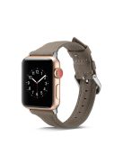 Thin Genuine Leather Watch Strap Replacement for Apple Watch Series 10 42mm / 9 8 7 41mm / SE (2023) SE (2022) SE 6 5 4 40mm / 3 2 1 38mm - Grey