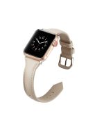 Thin Genuine Leather Wristwatch Band Replacement for Apple Watch Series 10 42mm / 9 8 7 41mm / SE (2023) SE (2022) SE 6 5 4 40mm / 3 2 1 38mm - Beige