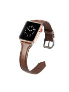 Thin Genuine Leather Wristwatch Strap Replacement for Apple Watch Series 10 42mm / 9 8 7 41mm / SE (2023) SE (2022) SE 6 5 4 40mm / 3 2 1 38mm - Coffee