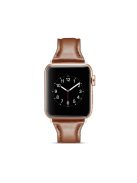 Thin Genuine Leather Wristwatch Strap Replacement for Apple Watch Series 10 42mm / 9 8 7 41mm / SE (2023) SE (2022) SE 6 5 4 40mm / 3 2 1 38mm - Coffee