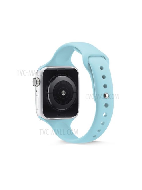 Thin Narrow Replacement Silicone Strap for Apple Watch Series 10 42mm / 9 8 7 41mm / SE (2023) SE (2022) SE 6 5 4 40mm / 3 2 1 38mm - Baby Blue