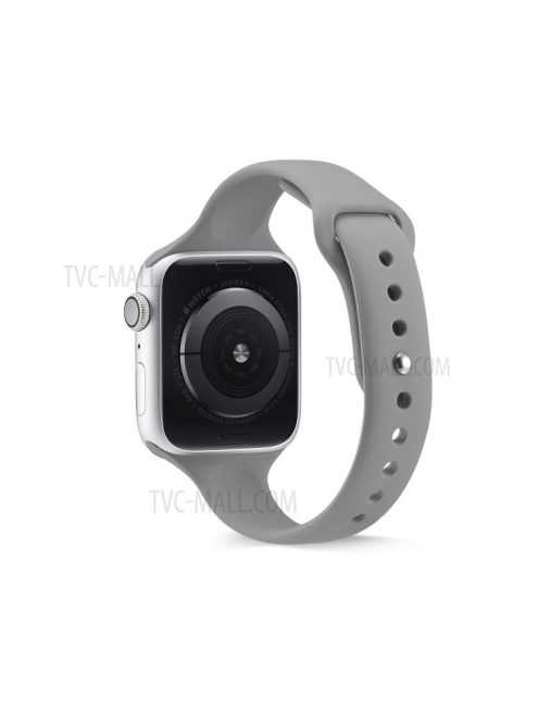 Thin Narrow Replacement Silicone Strap for Apple Watch Series 10 42mm / 9 8 7 41mm / SE (2023) SE (2022) SE 6 5 4 40mm / 3 2 1 38mm - Grey