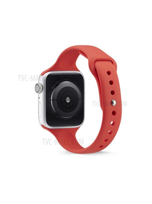 Thin Narrow Replacement Silicone Strap for Apple Watch Series 10 42mm / 9 8 7 41mm / SE (2023) SE (2022) SE 6 5 4 40mm / 3 2 1 38mm - Red