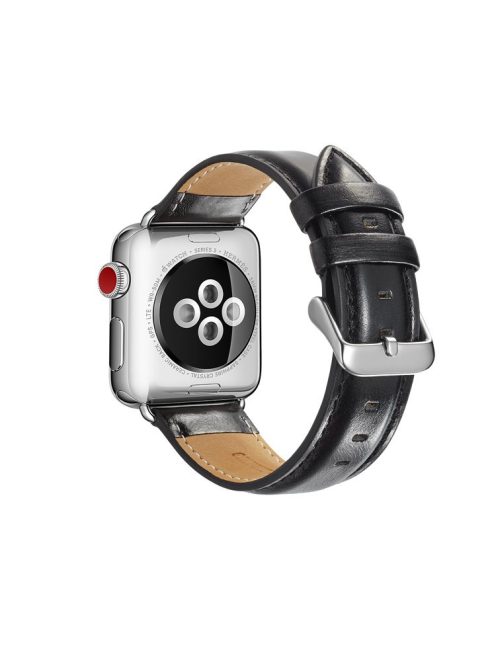 Top Layer Crazy Horse Texture Cowhide Leather Watch Band for Apple Watch Series 10 42mm / 9 8 7 41mm / SE (2023) SE (2022) SE 6 5 4 40mm / 3 2 1 38mm - Black