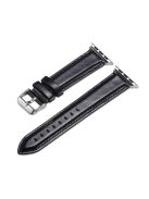 Top Layer Crazy Horse Texture Cowhide Leather Watch Band for Apple Watch Series 10 42mm / 9 8 7 41mm / SE (2023) SE (2022) SE 6 5 4 40mm / 3 2 1 38mm - Black