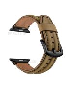 Top Layer Genuine Leather Watch Strap Band for Apple Watch Series 10 46mm / Ultra 2 Ultra 49mm / 9 8 7 45mm / SE (2023) SE (2022) SE 6 5 4 44mm / 3 2 1 42mm - Khaki