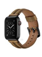 Top Layer Genuine Leather Watch Strap Band for Apple Watch Series 10 46mm / Ultra 2 Ultra 49mm / 9 8 7 45mm / SE (2023) SE (2022) SE 6 5 4 44mm / 3 2 1 42mm - Khaki