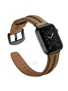 Top Layer Genuine Leather Watch Strap Band for Apple Watch Series 10 46mm / Ultra 2 Ultra 49mm / 9 8 7 45mm / SE (2023) SE (2022) SE 6 5 4 44mm / 3 2 1 42mm - Khaki