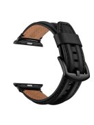 Top Layer Genuine Leather Watch Strap Band for Apple Watch Series 8 45mm / Ultra 49mm / Ultra 2 49mm / Series 9 45mm / SE (2023) 44mm / 7 45mm / Series 6 / 5 / 4 / SE / SE (2022) 44m / Series 3 / 2 / 1 42mm - Black