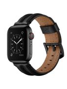 Top Layer Genuine Leather Watch Strap Band for Apple Watch Series 8 45mm / Ultra 49mm / Ultra 2 49mm / Series 9 45mm / SE (2023) 44mm / 7 45mm / Series 6 / 5 / 4 / SE / SE (2022) 44m / Series 3 / 2 / 1 42mm - Black