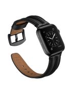 Top Layer Genuine Leather Watch Strap Band for Apple Watch Series 8 45mm / Ultra 49mm / Ultra 2 49mm / Series 9 45mm / SE (2023) 44mm / 7 45mm / Series 6 / 5 / 4 / SE / SE (2022) 44m / Series 3 / 2 / 1 42mm - Black