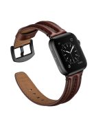 Top Layer Genuine Leather Watch Strap Band for Apple Watch Series 8 45mm / Ultra 49mm / Ultra 2 49mm / Series 9 45mm / SE (2023) 44mm / 7 45mm / Series 6 / 5 / 4 / SE / SE (2022) 44m / Series 3 / 2 / 1 42mm - Coffee