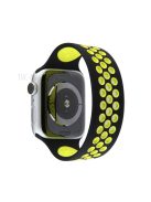 Two Color Silicone Adjustable Watch Band Strap Replacement for Apple Watch Ultra 49mm / Series 8 / 7 45mm 6 / 5 / 4 / SE / SE (2022) 44m / Series 3 / 2 / 1 42mm - Black / Yellow