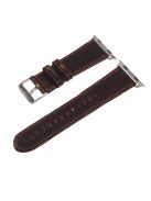 Vintage Crazy Horse Leather Watch Strap with Lugs Adapters for Apple Watch Series 10 42mm / 9 8 7 41mm / SE (2023) SE (2022) SE 6 5 4 40mm / 3 2 1 38mm - Coffee