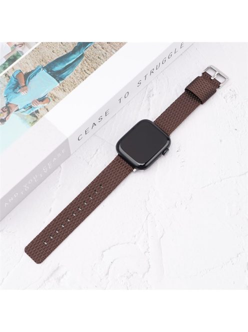 Watch Band For Apple Watch Series 10 42mm / 9 8 7 41mm  /  6 5 4 SE (2023) SE (2022) SE 40mm / 3 2 1 38mm Grids Texture Nylon Strap - Brown