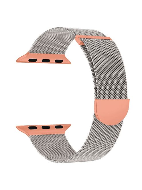 Watch Band For Apple Watch Series 10 42mm / 9 8 7 41mm / 6 5 4 SE (2022) SE (2023) SE 40mm / 3 2 1 38mm Milanese Magnetic Strap - Starlight+Orange