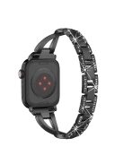 Watch Band For Apple Watch Series 10 42mm / 9 8 7 41mm / SE (2023) SE (2022) SE  6 5 4 40mm / 3 2 1 38mm Rhinestone Cross Metal Strap - Black