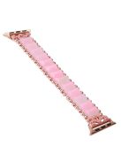 Watch Band for Apple Watch Series 10 42mm / 9 8 7 41mm / SE (2023) SE (2022) SE 6 5 4 40mm / 3 2 1 38mm Bamboo Shaped Resin Replacement Bracelet - Rose Gold / Pink