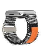 Watch Band for Apple Watch Series 10 42mm / 9 8 7 41mm / SE (2023) SE (2022) SE 6 5 4 40mm / 3 2 1 38mm Canvas Loop Watch Strap - Black  /  White Grids