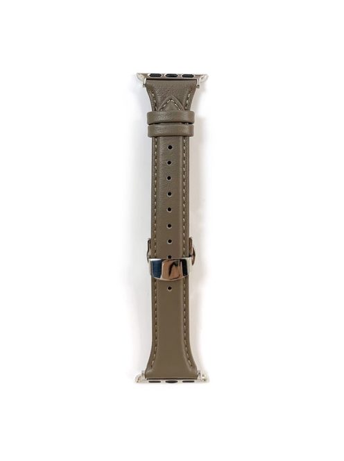 Watch Band for Apple Watch Series 10 42mm / 9 8 7 41mm / SE (2023) SE (2022) SE 6 5 4 40mm / 3 2 1 38mm Cow Leather Watch Strap - Dark Brown / Silver